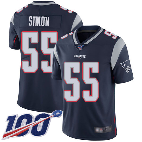 New England Patriots Football 55 Vapor Untouchable 100th Season Untouchable Limited Navy Blue Men John Simon Home NFL Jersey